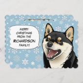 黒およびタンの柴犬のメリークリスマスカード シーズンカード (正面/裏面)