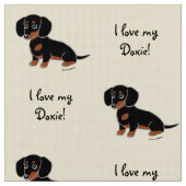 黒およびタンの滑らかなダックスフント ファブリック (クローズアップ)