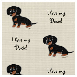 黒およびタンの滑らかなダックスフント ファブリック