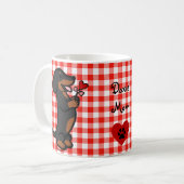 黒およびタンの滑らかな髪のダックスフント コーヒーマグカップ (正面左)