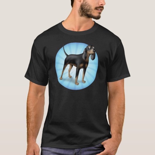 黒およびタンの漫画BTC Tシャツ (正面)