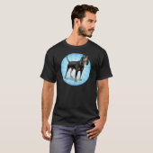 黒およびタンの漫画BTC Tシャツ (正面フル)