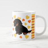 黒およびタンの長い髪のダックスフント3 ジャンボコーヒーマグカップ (右)