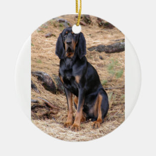 黒およびタンのCoonhound犬 セラミックオーナメント