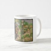 黒およびタンのCoonhound コーヒーマグカップ (正面右)