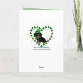 黒およびタンのDachsundのセントパトリックの日のモデル カード (裏面)