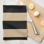 -黒およびタン縞で飾ります キッチンタオル (四つ折り)