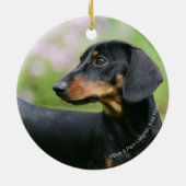 黒およびタンMinitureのダックスフント2 セラミックオーナメント (裏面)