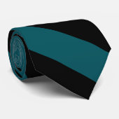 黒およびティール(緑がかった色)ストライプの ネクタイ (ロール)