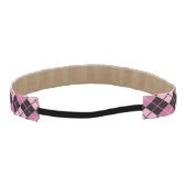 黒およびピンクのアーガイル柄のなパターン アスレチックヘッドバンド (裏面)