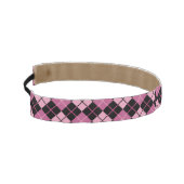 黒およびピンクのアーガイル柄のなパターン アスレチックヘッドバンド (左)