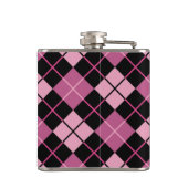 黒およびピンクのアーガイル柄のなパターン フラスク (裏面)