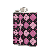 黒およびピンクのアーガイル柄のなパターン フラスク (左)