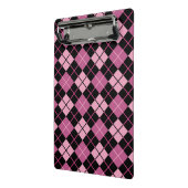 黒およびピンクのアーガイル柄のなパターン ミニクリップボード (アングル2)