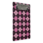 黒およびピンクのアーガイル柄のなパターン ミニクリップボード (アングル)