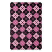 黒およびピンクのアーガイル柄のなパターン ミニクリップボード (裏面)