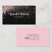 黒およびピンクのグリッターの名刺 名刺 (正面/裏面)