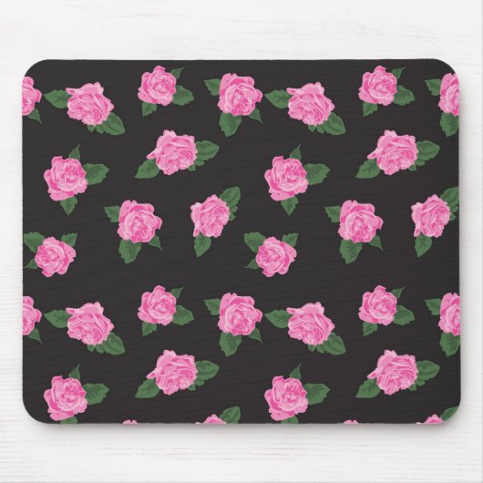 黒およびピンクのバラのmousepad マウスパッド (正面)