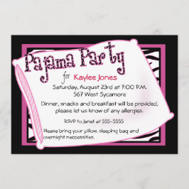 黒およびピンクのパジャマ・パーティー 招待状