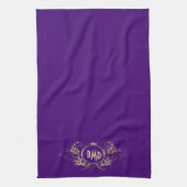 黒およびフェイクグリッターガーリーフローラ枠 キッチンタオル (縦)