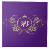 黒およびフェイクグリッターガーリーフローラ枠 タイル (正面)