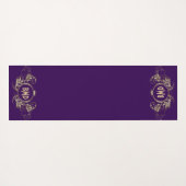 黒およびフェイクグリッターガーリーフローラ枠 ヨガマット (裏面(横))