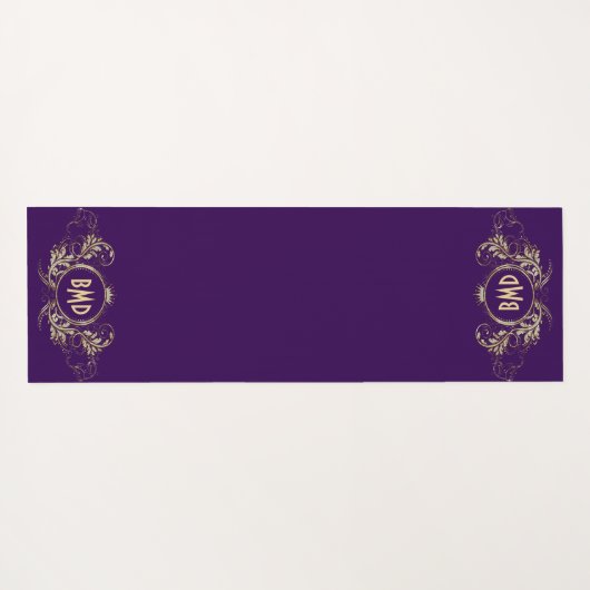 黒およびフェイクグリッターガーリーフローラ枠 ヨガマット (裏面(横))