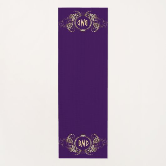 黒およびフェイクグリッターガーリーフローラ枠 ヨガマット (正面)