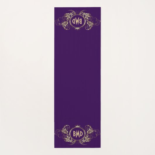 黒およびフェイクグリッターガーリーフローラ枠 ヨガマット (裏面)