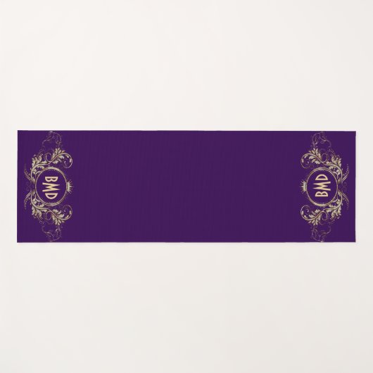 黒およびフェイクグリッターガーリーフローラ枠 ヨガマット (正面(横))