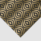 黒およびフェイク金ゴールド幾何学的クローバーパターン 薄葉紙 (詳細)