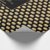 黒およびフェイク金ゴールド水玉模様パタエレガントーン ラッピングペーパー (角)