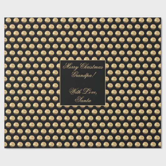 黒およびフェイク金ゴールド水玉模様パタエレガントーン ラッピングペーパー (フラット)