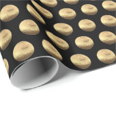 黒およびフェイク金ゴールド水玉模様パタエレガントーン ラッピングペーパー (ロールコーナー)