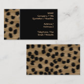 黒およびブラウンのチータのプリントパターン 名刺 (正面/裏面)