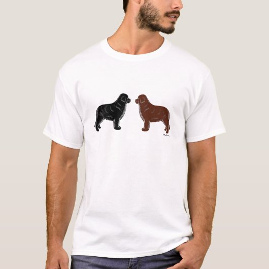 黒およびブラウンニューファウンドランド犬 Tシャツ (正面)