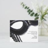 黒およびラインストーン一見のマスクのハローウィンパーティ 招待状 (スタンド正面)