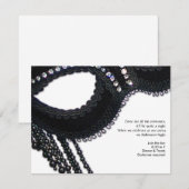 黒およびラインストーン一見のマスクのハローウィンパーティ 招待状 (正面/裏面)