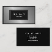 黒および両面銀の金属一見 名刺 (正面/裏面)