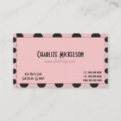 黒および卵の殼の水玉模様カード 名刺 (裏面)