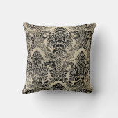 黒および日焼けの織り目加工のダマスク織の枕 クッション (裏面)