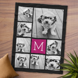 黒および果実8の写真のコラージュ --- 色を編集できます フリースブランケット