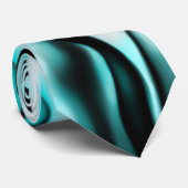 黒および水のティール(緑がかった色)の抽象芸術の煙パターン ネクタイ (ロール)