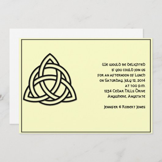 黒および神話上のアイボリーのパーティーのケルト結び目模様 招待状 (正面/裏面)