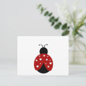 黒および赤いハートのてんとう虫 ポストカード (スタンド正面)