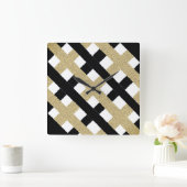 黒および金ゴールドによって引き裂かれるペーパーストリップ スクエア壁時計 (ホーム)