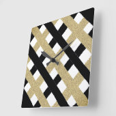 黒および金ゴールドによって引き裂かれるペーパーストリップ スクエア壁時計 (傾斜)