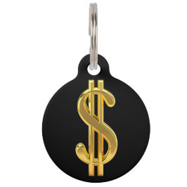 黒および金ゴールドのお金のペットタグ ペット　ネームタグ