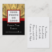 黒および金ゴールドのきらきら光るな写真のロゴ 名刺 (正面/裏面)
