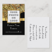 黒および金ゴールドのきらきら光るな写真のロゴ 名刺 (正面/裏面)